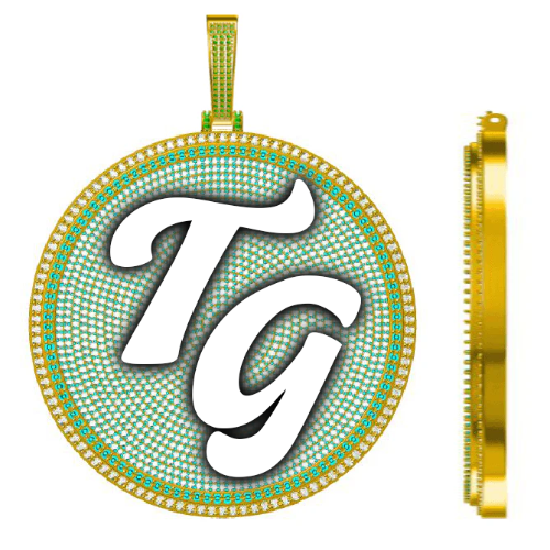CUSTOM LETTER NECKLACE 3D BIG DISC