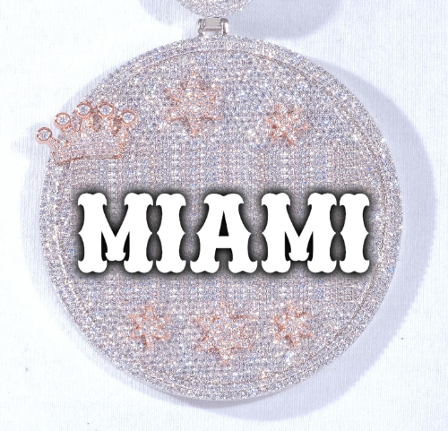 CUSTOM LETTER NECKLACE 3D BIG CROWN DISC