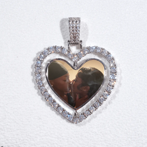 3D Spinning 2-Faced Heart Custom Picture Pendant