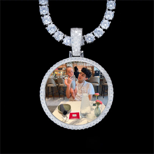 925S & VVS Moissanite 3D Circle Custom Picture Pendant
