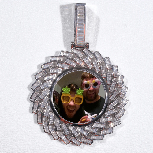 Large 3D Baguette Custom Picture Pendant