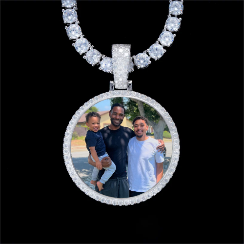 925S & VVS Moissanite 3D Circle Custom Picture Pendant