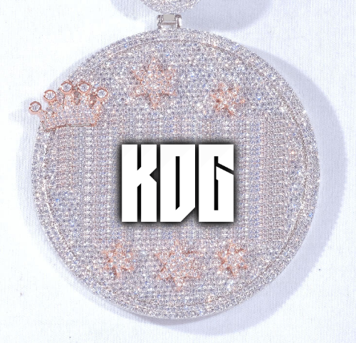 CUSTOM LETTER NECKLACE 3D BIG CROWN DISC