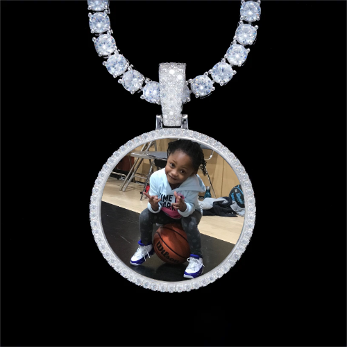 925S & VVS Moissanite 3D Circle Custom Picture Pendant