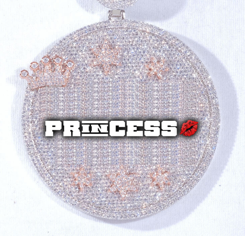 CUSTOM LETTER NECKLACE 3D BIG CROWN DISC