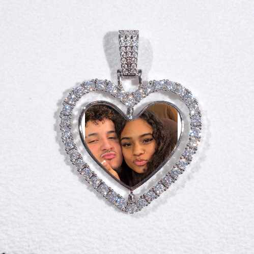 3D Spinning 2-Faced Heart Custom Picture Pendant