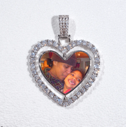 3D Spinning 2-Faced Heart Custom Picture Pendant