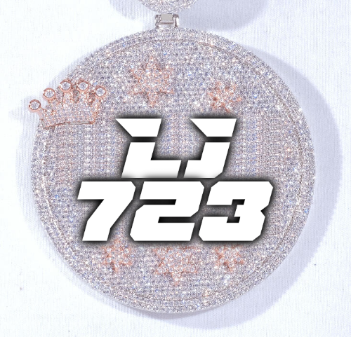 CUSTOM LETTER NECKLACE 3D BIG CROWN DISC
