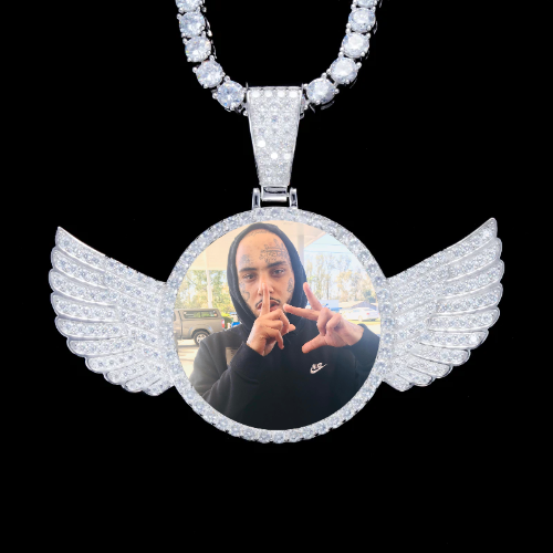 925S & VVS Moissanite 3D Wing Custom Picture Pendant
