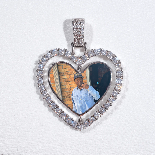 3D Spinning 2-Faced Heart Custom Picture Pendant