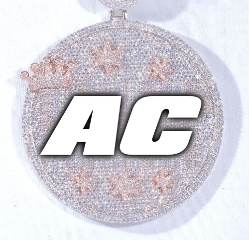 CUSTOM LETTER NECKLACE 3D BIG CROWN DISC