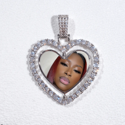 3D Spinning 2-Faced Heart Custom Picture Pendant