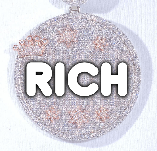 CUSTOM LETTER NECKLACE 3D BIG CROWN DISC