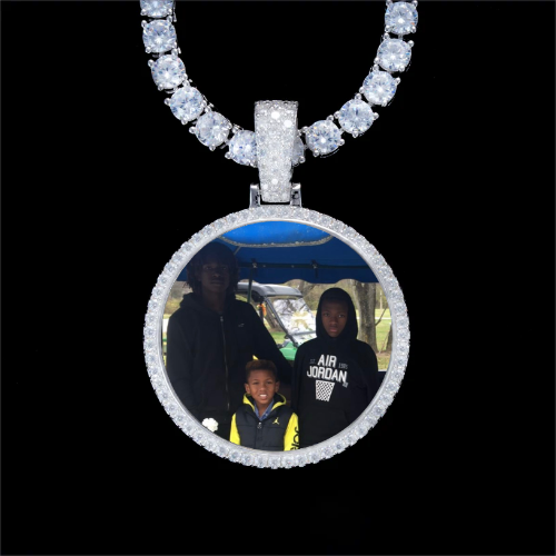 925S & VVS Moissanite 3D Circle Custom Picture Pendant