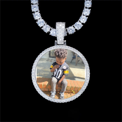 925S & VVS Moissanite 3D Circle Custom Picture Pendant