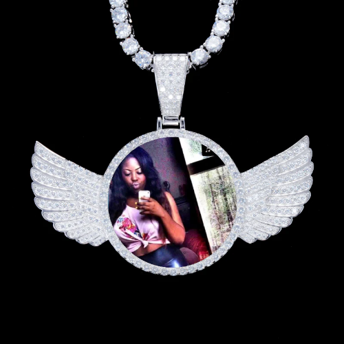 925S & VVS Moissanite 3D Wing Custom Picture Pendant