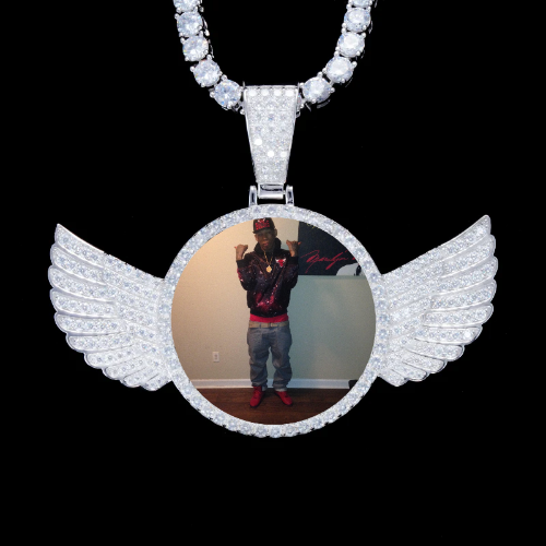 925S & VVS Moissanite 3D Wing Custom Picture Pendant