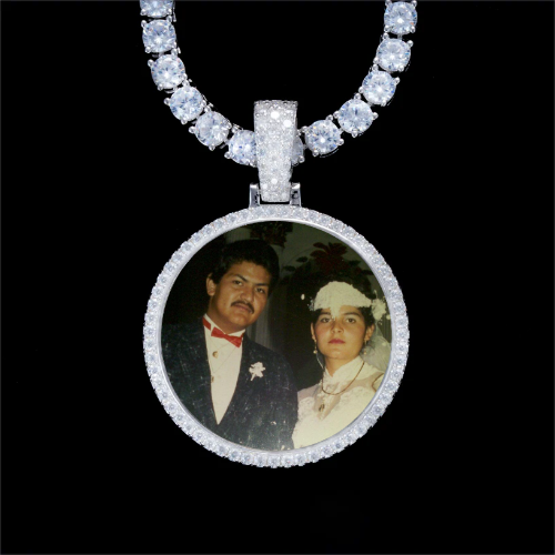 925S & VVS Moissanite 3D Circle Custom Picture Pendant