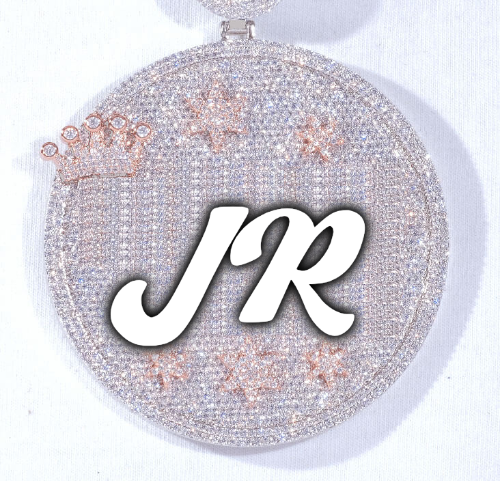 CUSTOM LETTER NECKLACE 3D BIG CROWN DISC