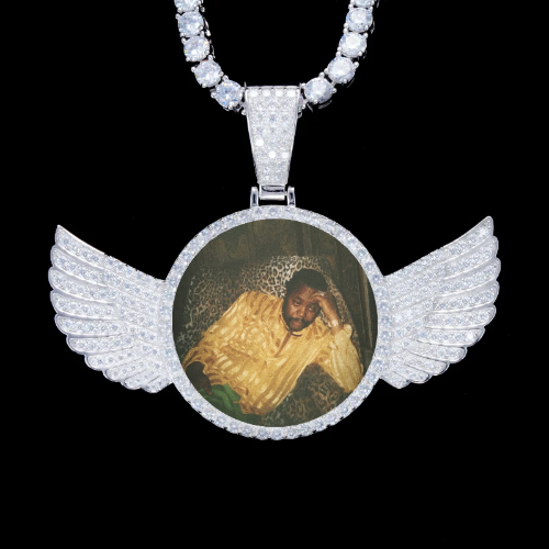 925S & VVS Moissanite 3D Wing Custom Picture Pendant