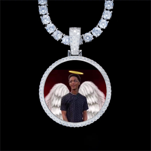925S & VVS Moissanite 3D Circle Custom Picture Pendant