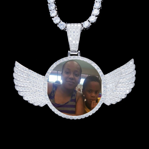 925S & VVS Moissanite 3D Wing Custom Picture Pendant