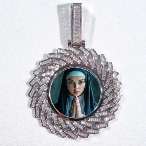 Large 3D Baguette Custom Picture Pendant