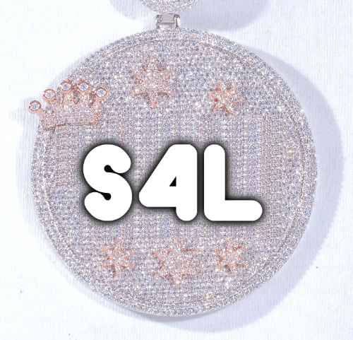 CUSTOM LETTER NECKLACE 3D BIG CROWN DISC
