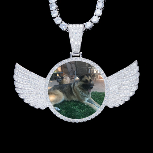 925S & VVS Moissanite 3D Wing Custom Picture Pendant