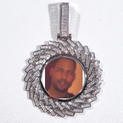 Large 3D Baguette Custom Picture Pendant