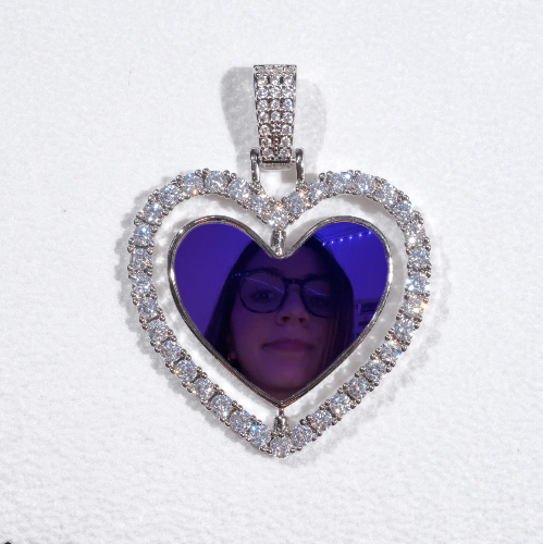 3D Spinning 2-Faced Heart Custom Picture Pendant