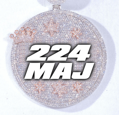 CUSTOM LETTER NECKLACE 3D BIG CROWN DISC