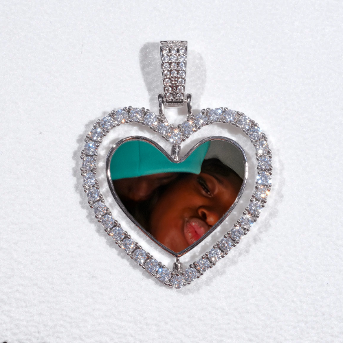 3D Spinning 2-Faced Heart Custom Picture Pendant