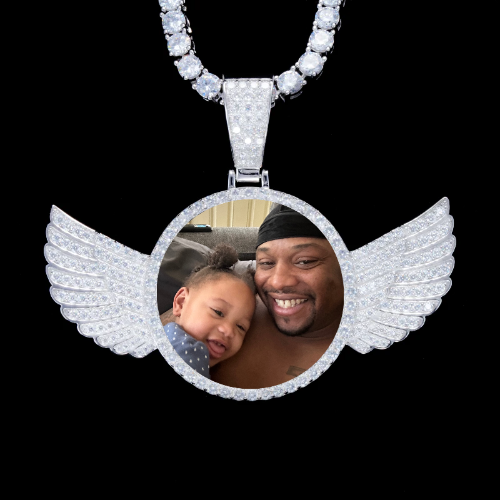 925S & VVS Moissanite 3D Wing Custom Picture Pendant