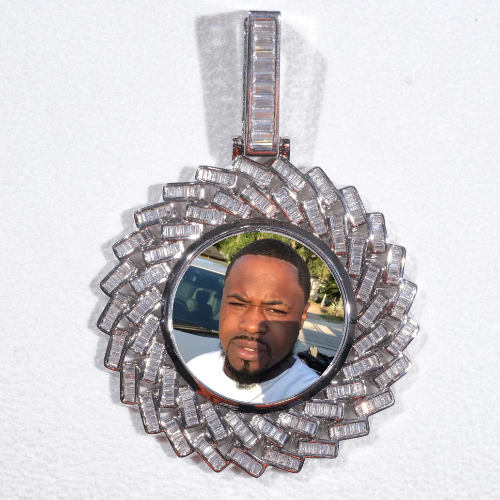 Large 3D Baguette Custom Picture Pendant