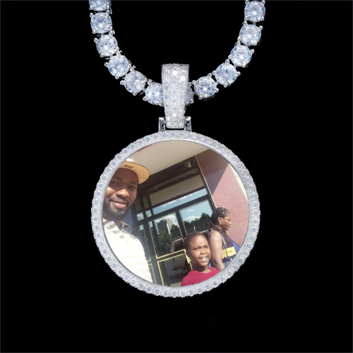 925S & VVS Moissanite 3D Circle Custom Picture Pendant