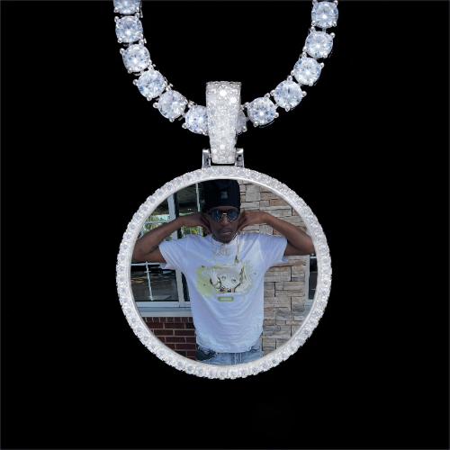 925S & VVS Moissanite 3D Circle Custom Picture Pendant