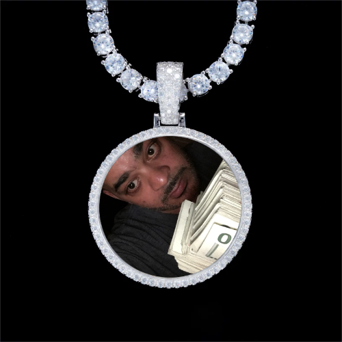 925S & VVS Moissanite 3D Circle Custom Picture Pendant