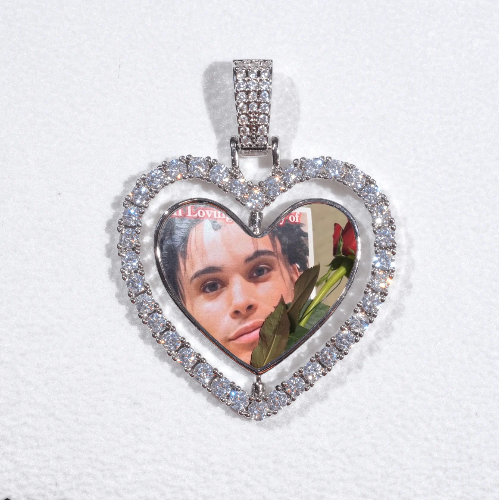 3D Spinning 2-Faced Heart Custom Picture Pendant