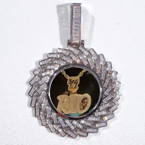 Large 3D Baguette Custom Picture Pendant