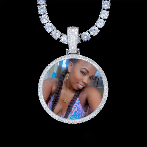 925S & VVS Moissanite 3D Circle Custom Picture Pendant