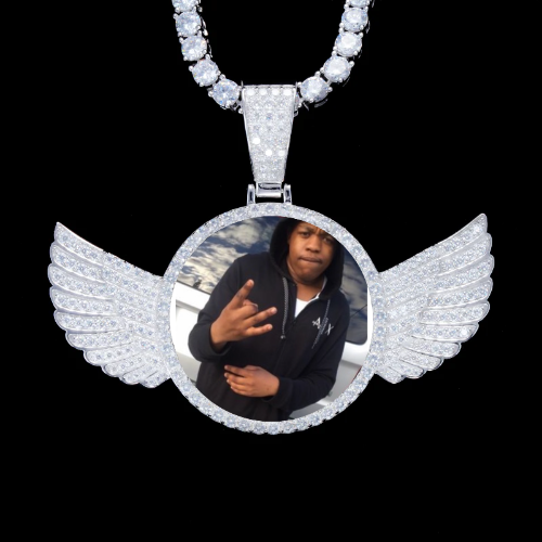 925S & VVS Moissanite 3D Wing Custom Picture Pendant
