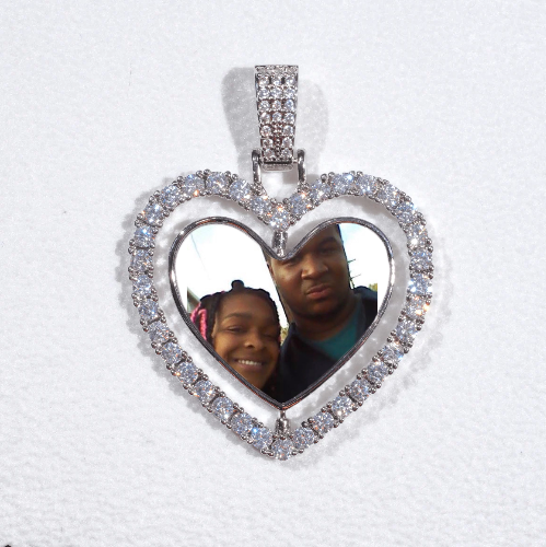 3D Spinning 2-Faced Heart Custom Picture Pendant