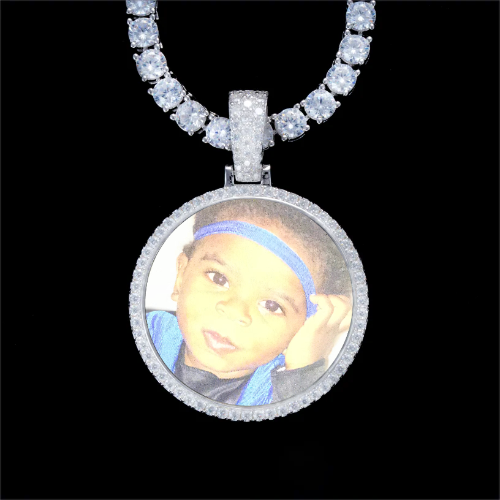 925S & VVS Moissanite 3D Circle Custom Picture Pendant
