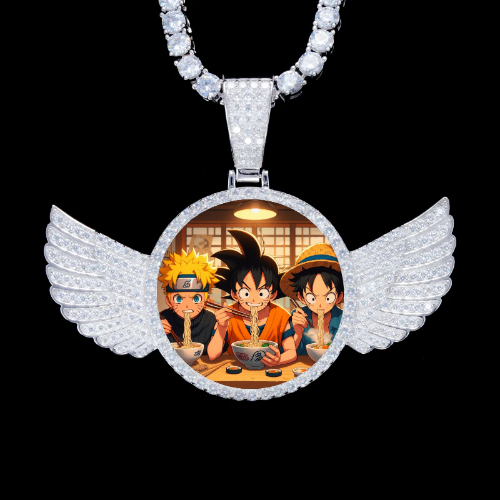 925S & VVS Moissanite 3D Wing Custom Picture Pendant