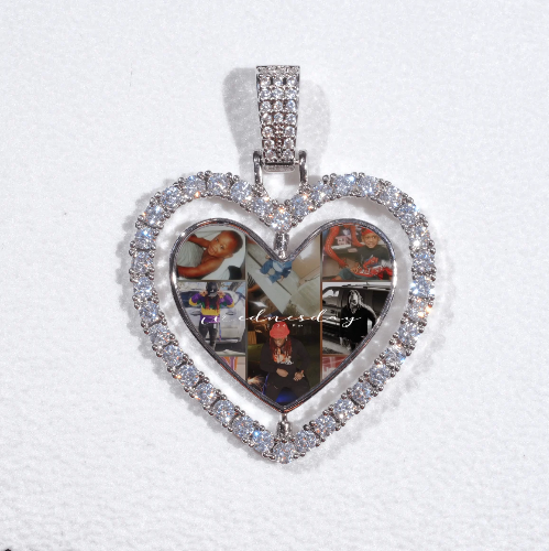 3D Spinning 2-Faced Heart Custom Picture Pendant