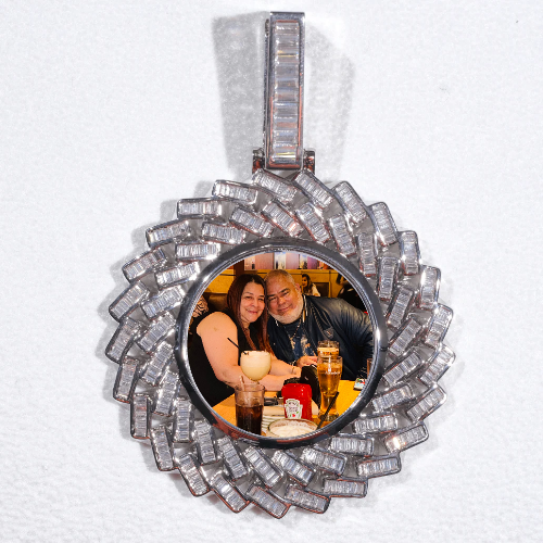 Large 3D Baguette Custom Picture Pendant