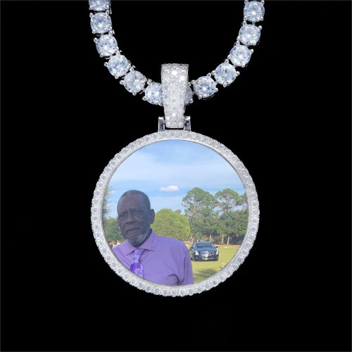 925S & VVS Moissanite 3D Circle Custom Picture Pendant