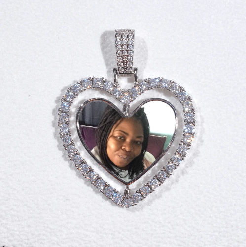3D Spinning 2-Faced Heart Custom Picture Pendant