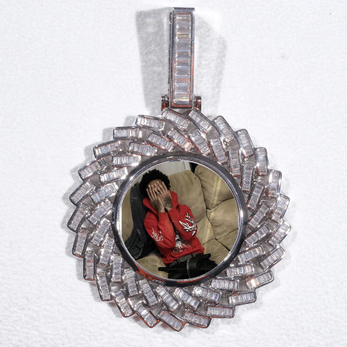 Large 3D Baguette Custom Picture Pendant
